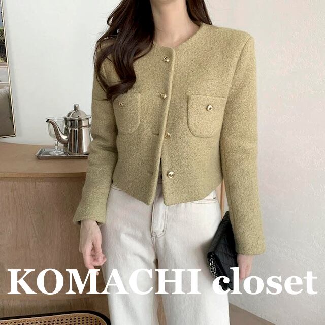 【送料無料】大人カラーショート丈ツイードジャケット ショート丈ツイードジャケット ツイード ジャケット ノーカラージャケット 緑 グリーン 青 ブルー ピンクカーキ オルチャン 韓国 レディース 高見えジャケット フロントボタン ゴールドボタン 金ボタン 前開き 胸ポケット ノーカラー 長袖ジャケット 長袖 きちんと 大人可愛い きれいめ 大人 上品 お洒落 オトナ女子 大人女子 デート きれいめカジュアル エレガント クール シック フェミニン レトロ インスタ映え 主役級 存在感 抜け感 こなれ感