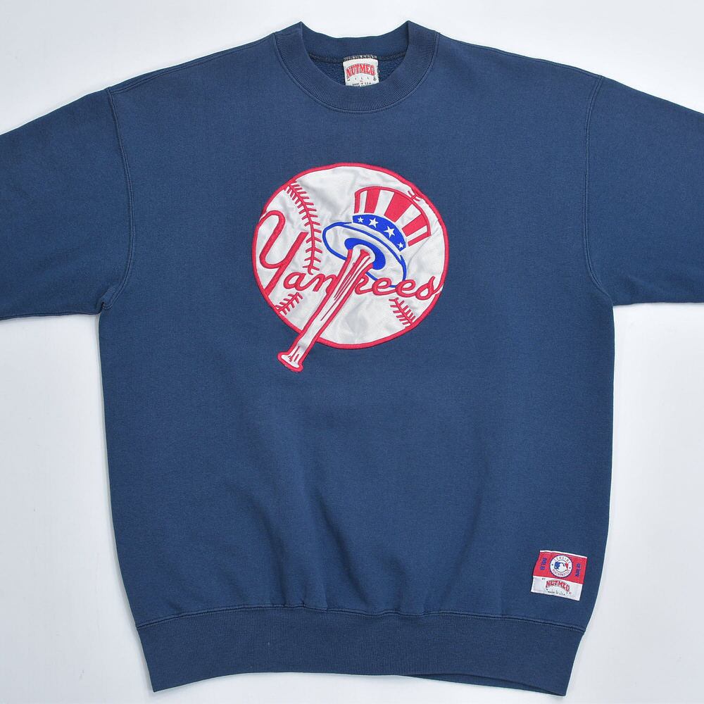 90s MLB ヤンキース スウェット 古着 ヴィンテージ 紺 ネイビー 刺繍 古着 90年代 リー Lee SPORT MLB NEW YORK YANKEES ニューヨーク