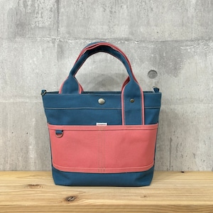 人気No.1.▽Bi Color Tote "M"【レインブルー×カラクレナイ】