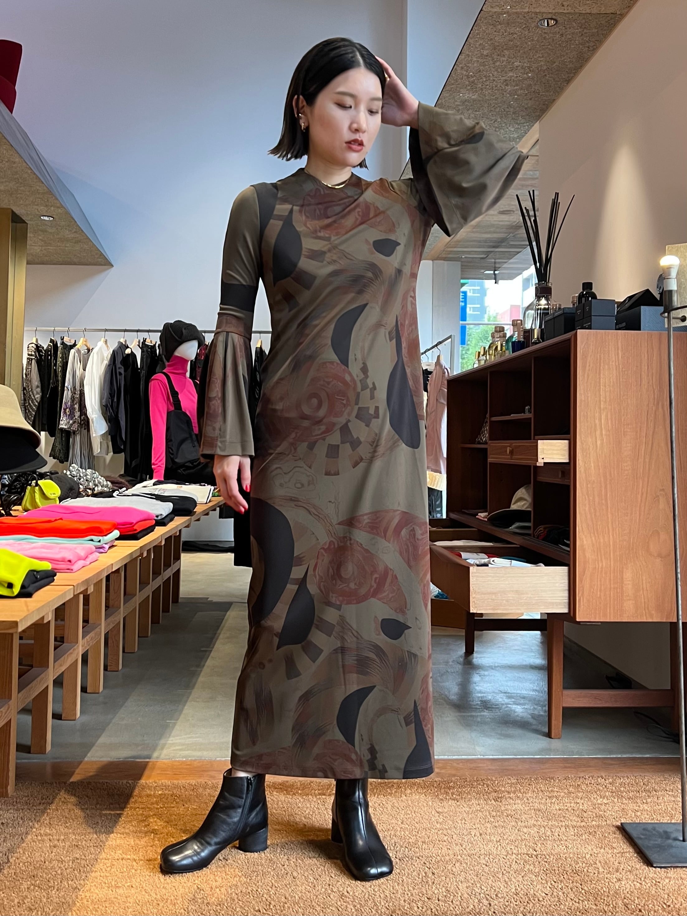 10/17迄 mame Marble Print I-Line Dress 3