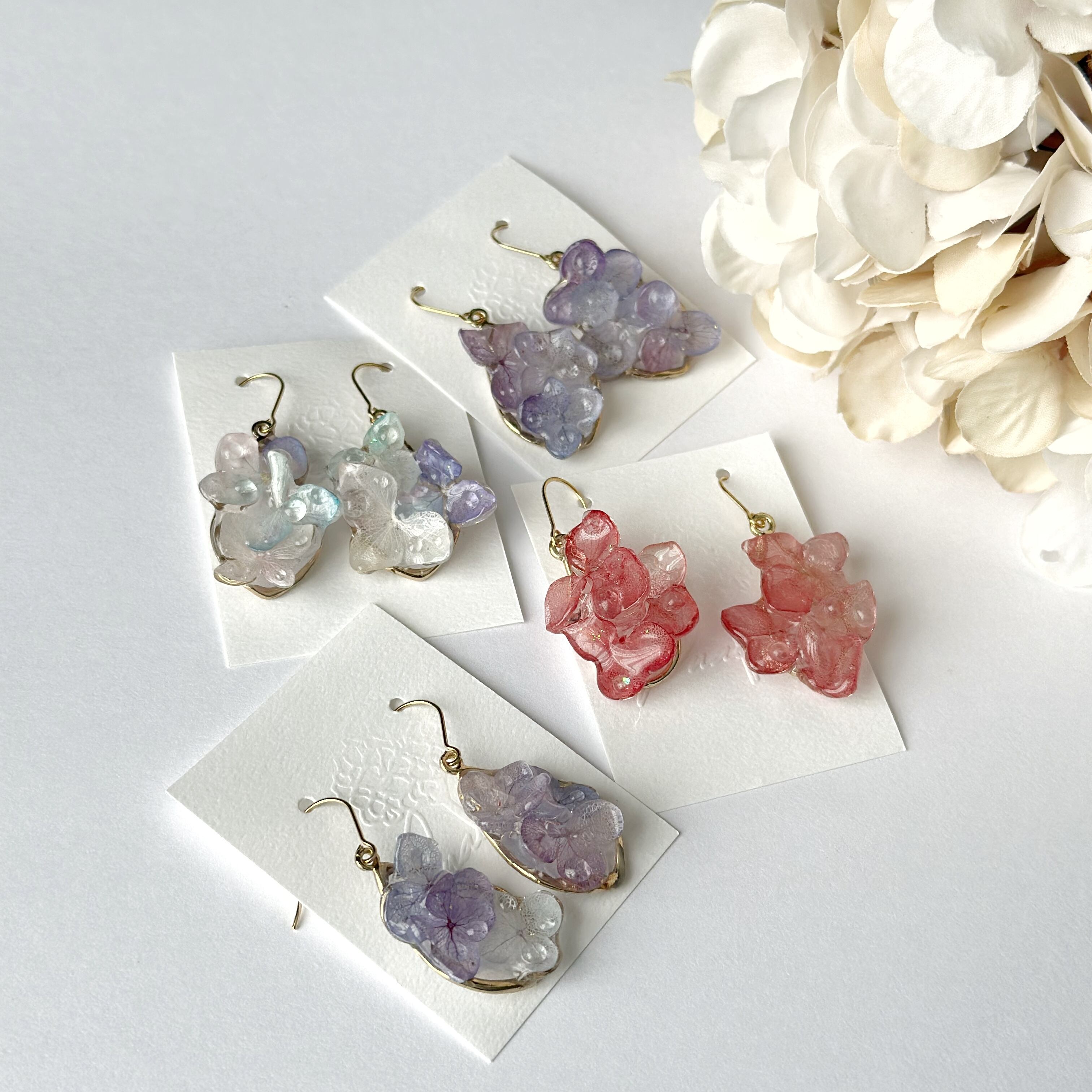朝露 本物の紫陽花 ピアス・イヤリング