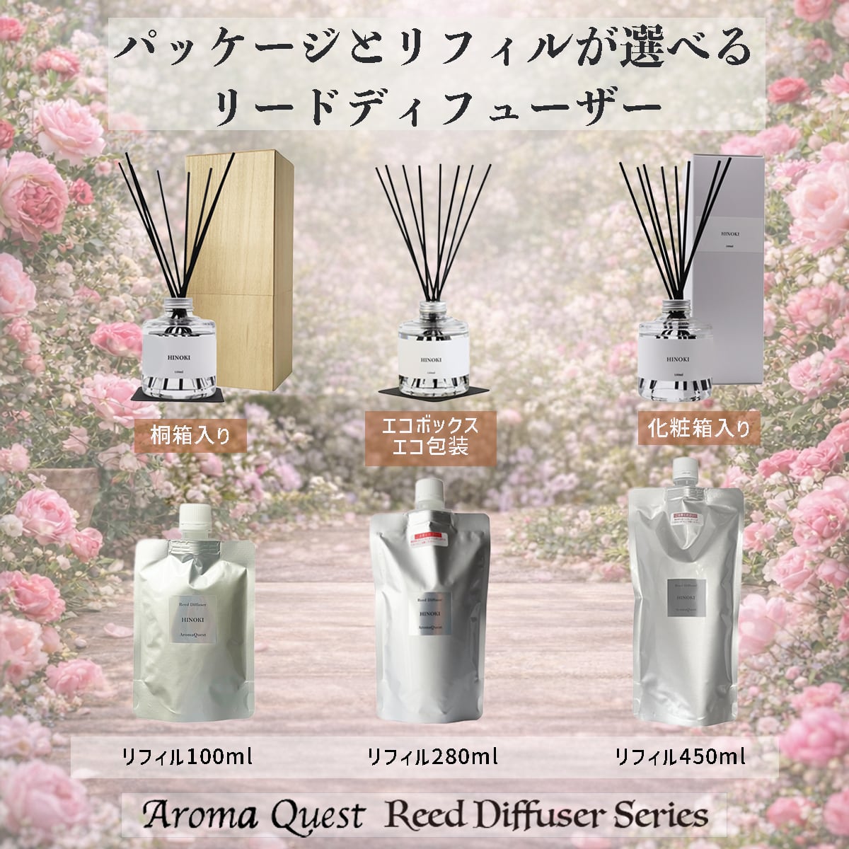 ヒノキの香り 100ml 詰替 リフィル アロマクエスト リード