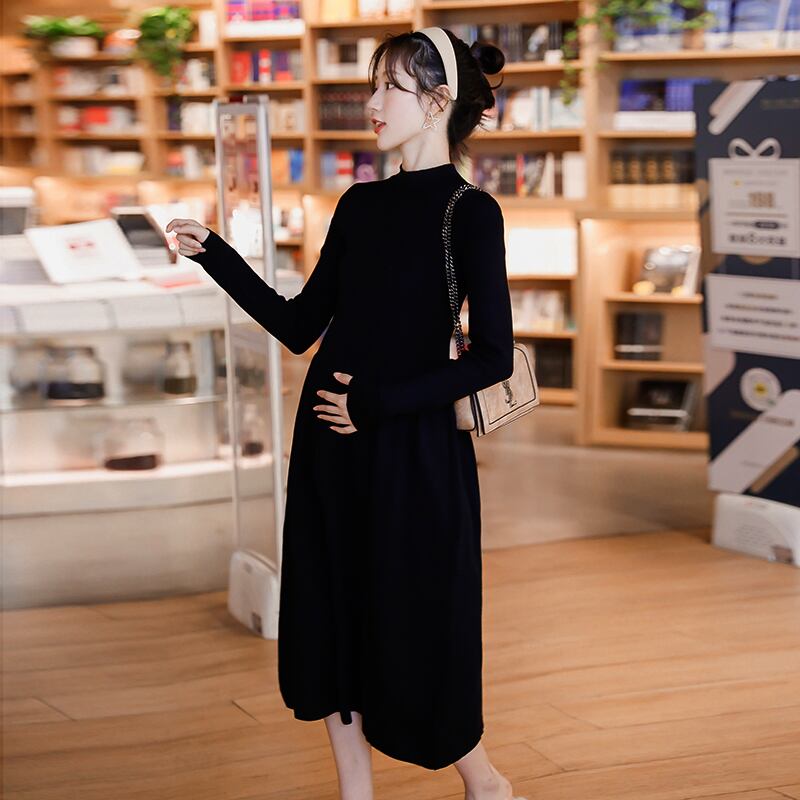 【新作】【送料無料】 1937＃秋のホットスリムニットマタニティドレスボディコン服妊娠中の女性冬の長袖妊娠 ロング オータム 秋物 ウィンター 冬物 AL expec498000341221