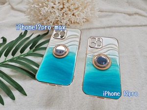 133.オーシャンレジンアート iPhoneケース(リング付き)
