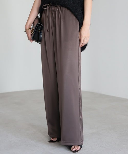 (予約) 美ラインサテンワイドパンツ