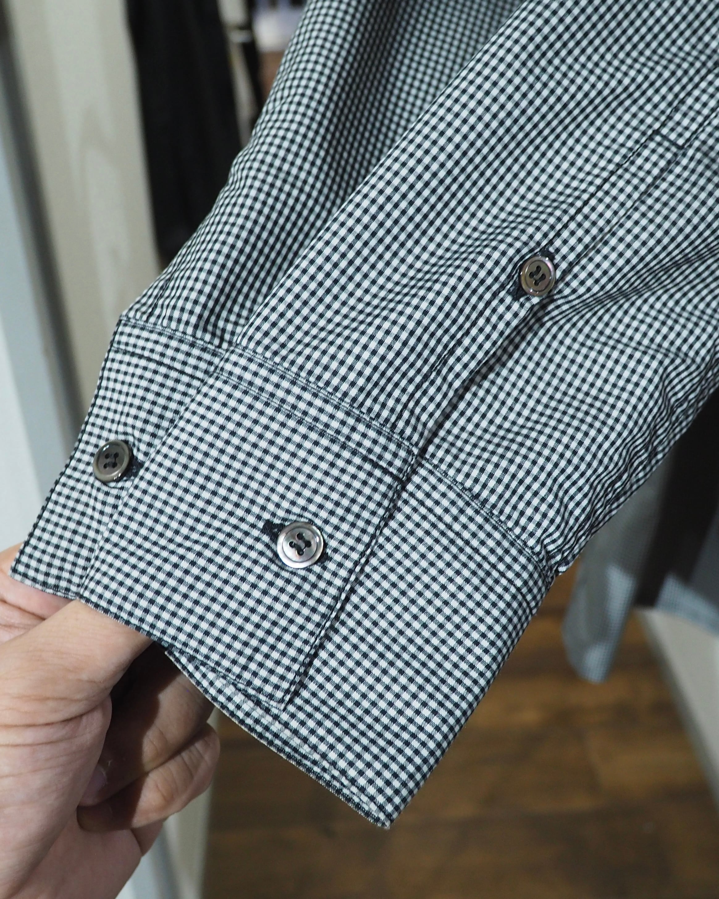 " DIET BUTCHER SLIM SKIN " Beautiful Gradation × Gingham Check Long Length Shirt