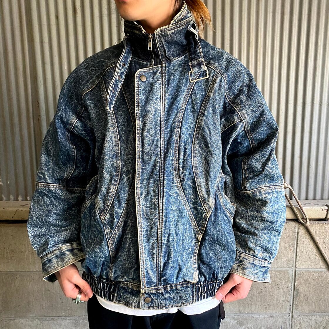Whipper-In ケミカルウォッシュ 変形デザイン デニムジブルゾン メンズ 