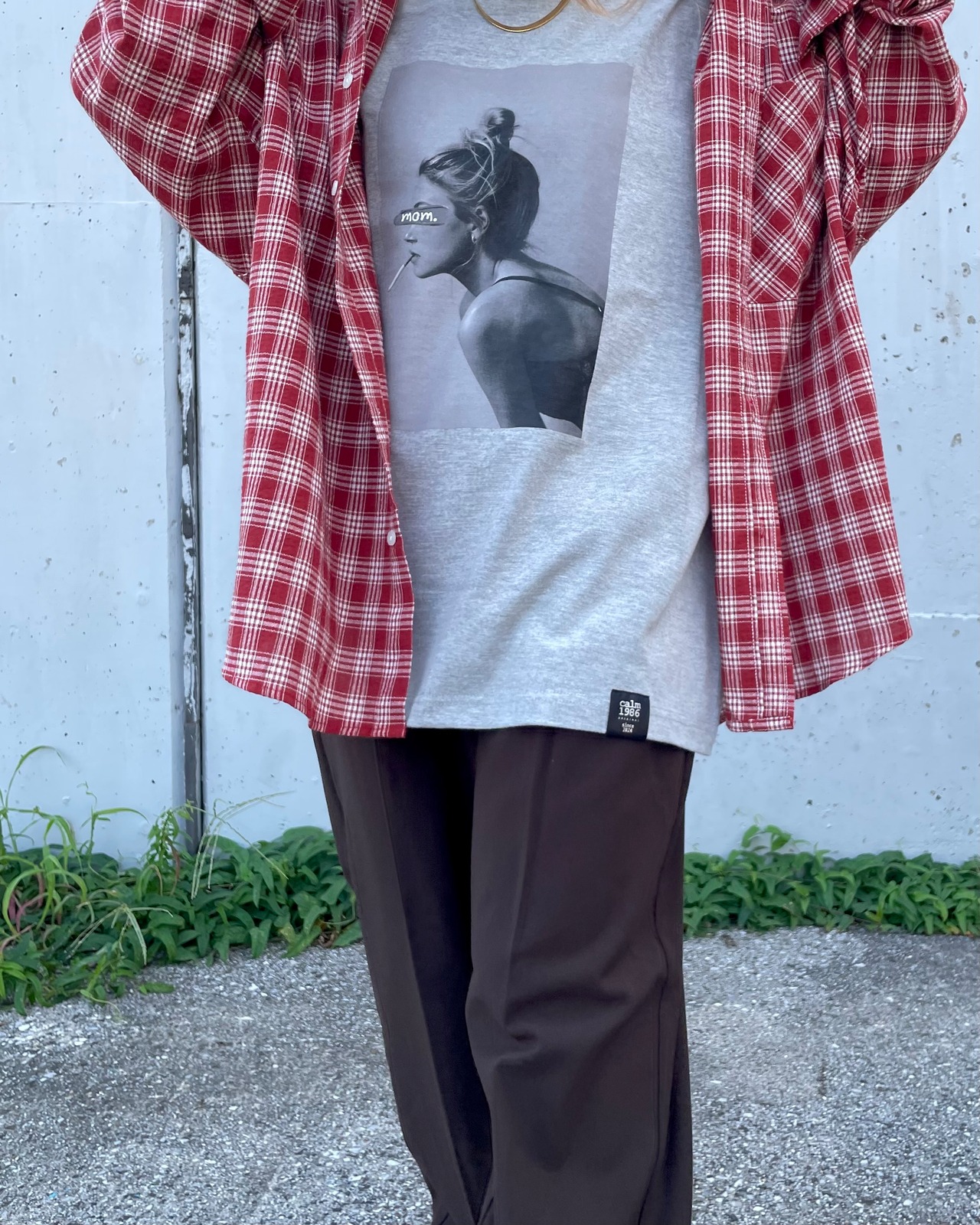 【calm original】relax fit  'mom' photo tee <2color>