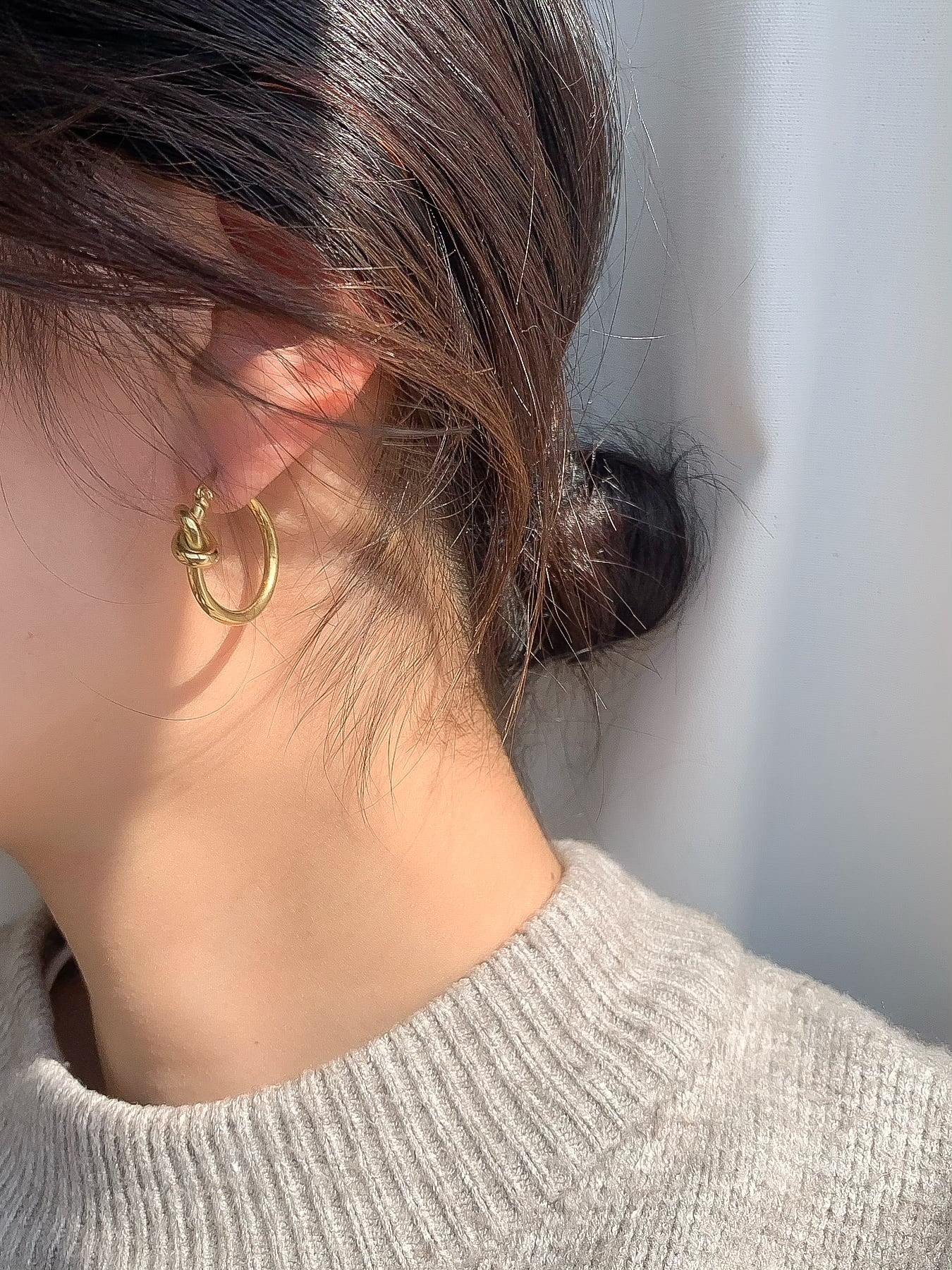 knot hoop pierce | 金属アレルギー対応のアクセサリー crea.jewelry