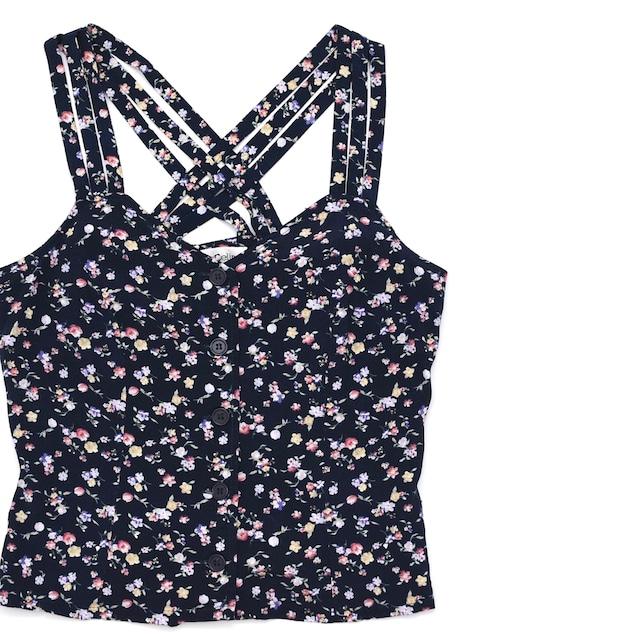 90's Audrey Celine flower rayon bustier