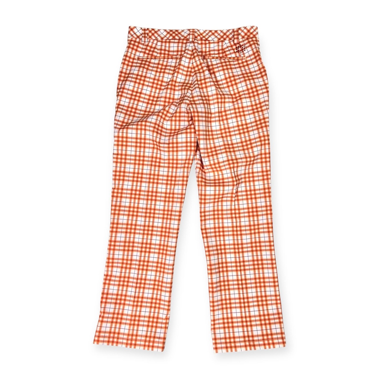 美品 PUMA GOLF プーマ ゴルフ チェック柄 ドライ ストレッチ スラックスパンツ XL /メンズ/オレンジ系