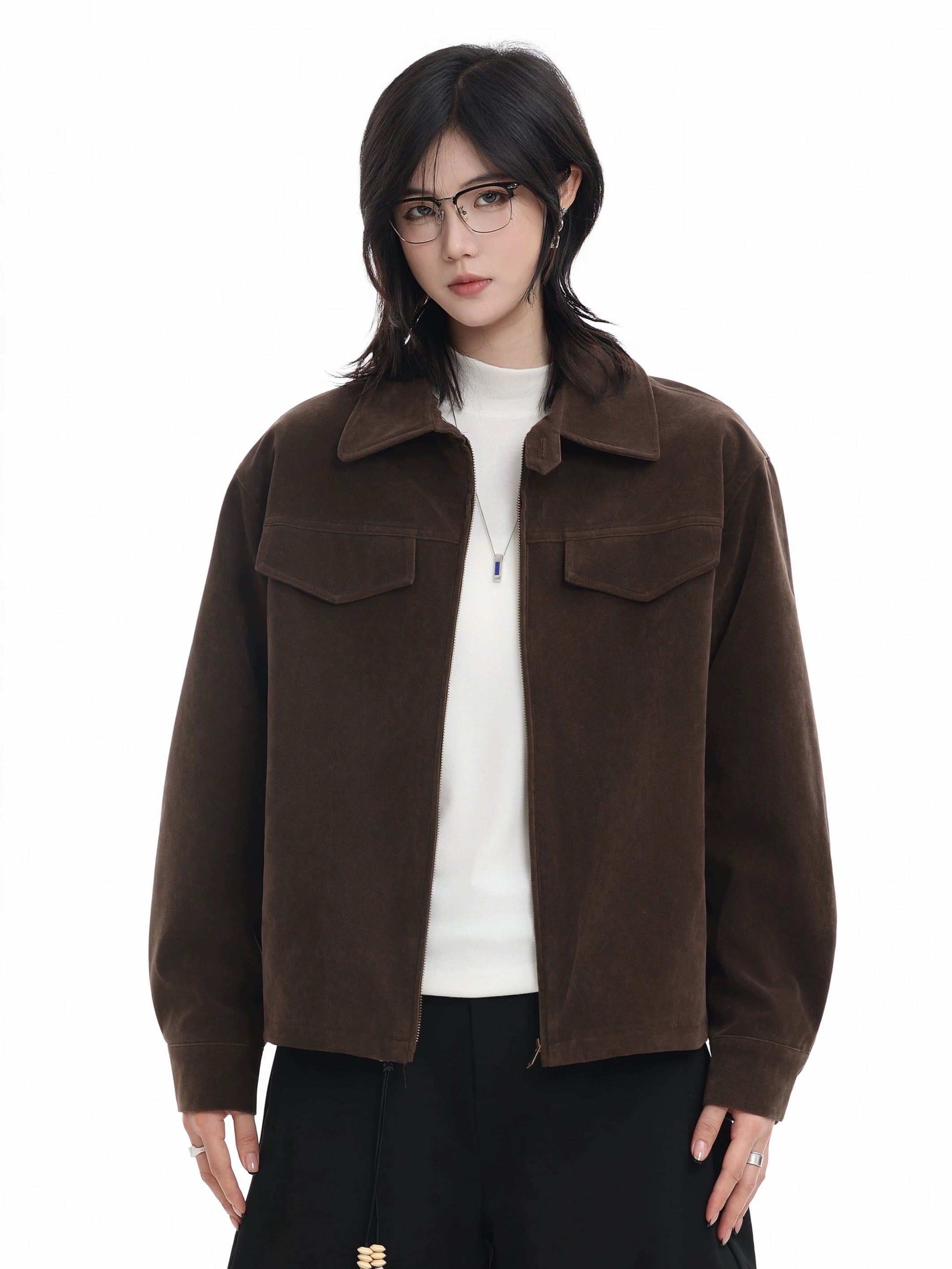 スエードタッチ ジップアップジャケット / Suede Touch Zip-Up Jacket