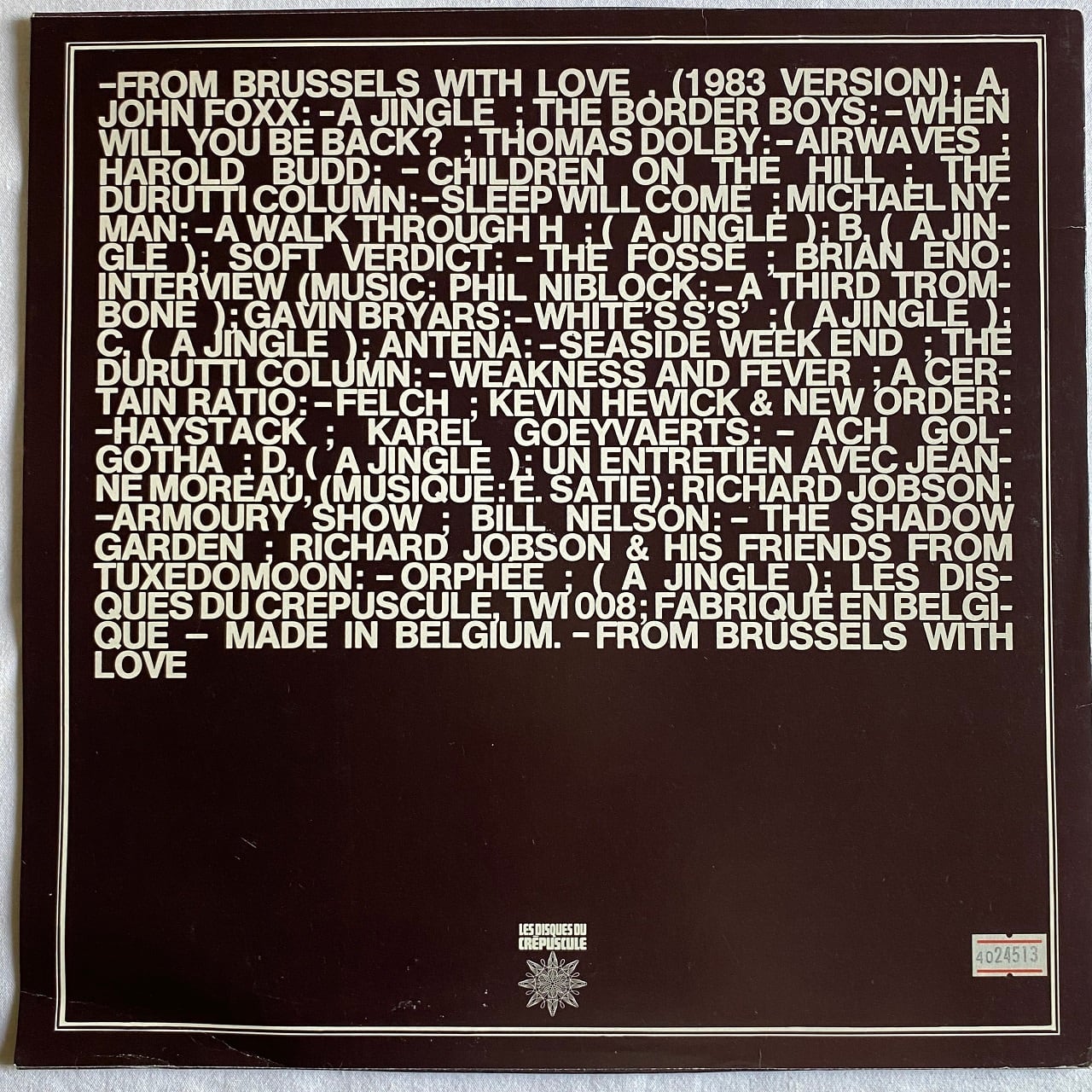 洋楽 FROM BRUSSELS WITH LOVE (1983 EDITION) VARIOUS / FROM BRUSSELS WITH LOVE (1983 EDITION) [2LP - ]：NEW
