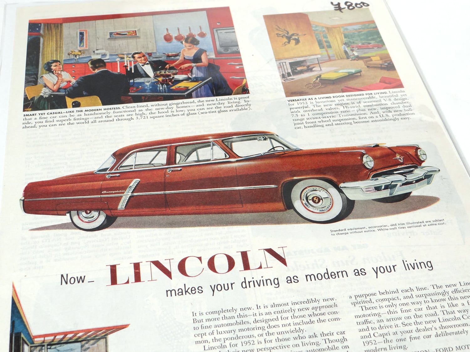 Vintage】LINCOLN 雑誌切り抜き 1952年 The Saturday Evening Post