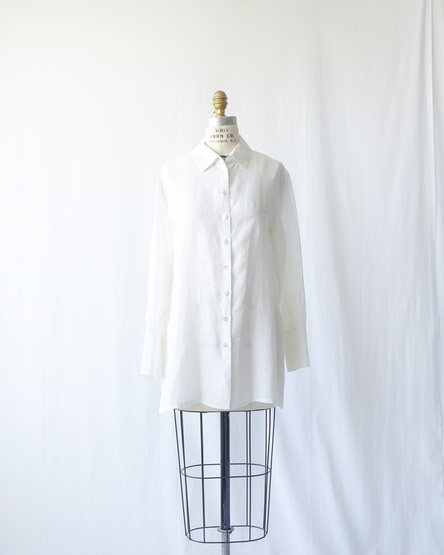 Linen embroidery shirt〈Hermès vintage〉