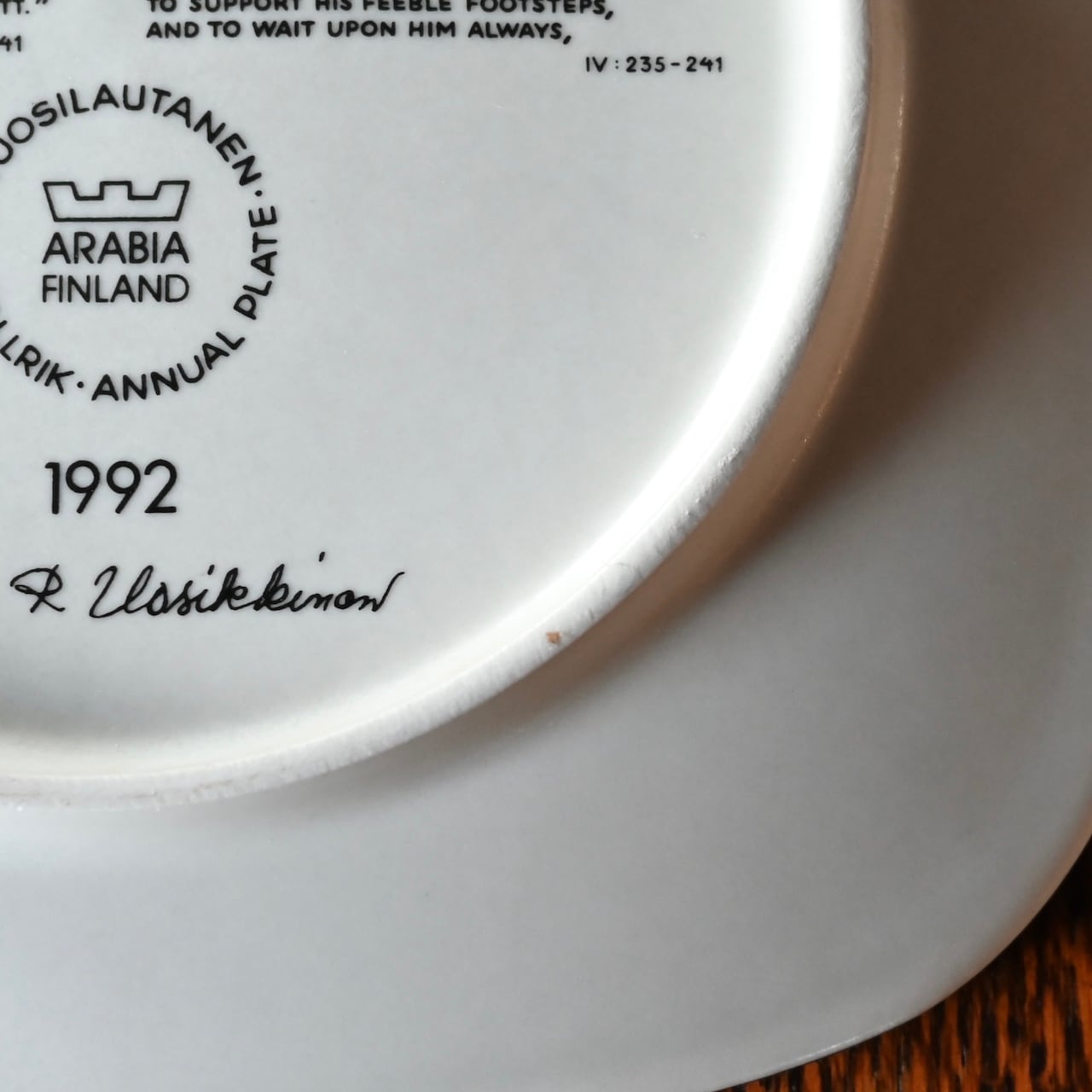 ARABIA Year Plate 1992 / アラビア イヤー プレート 1992年【C