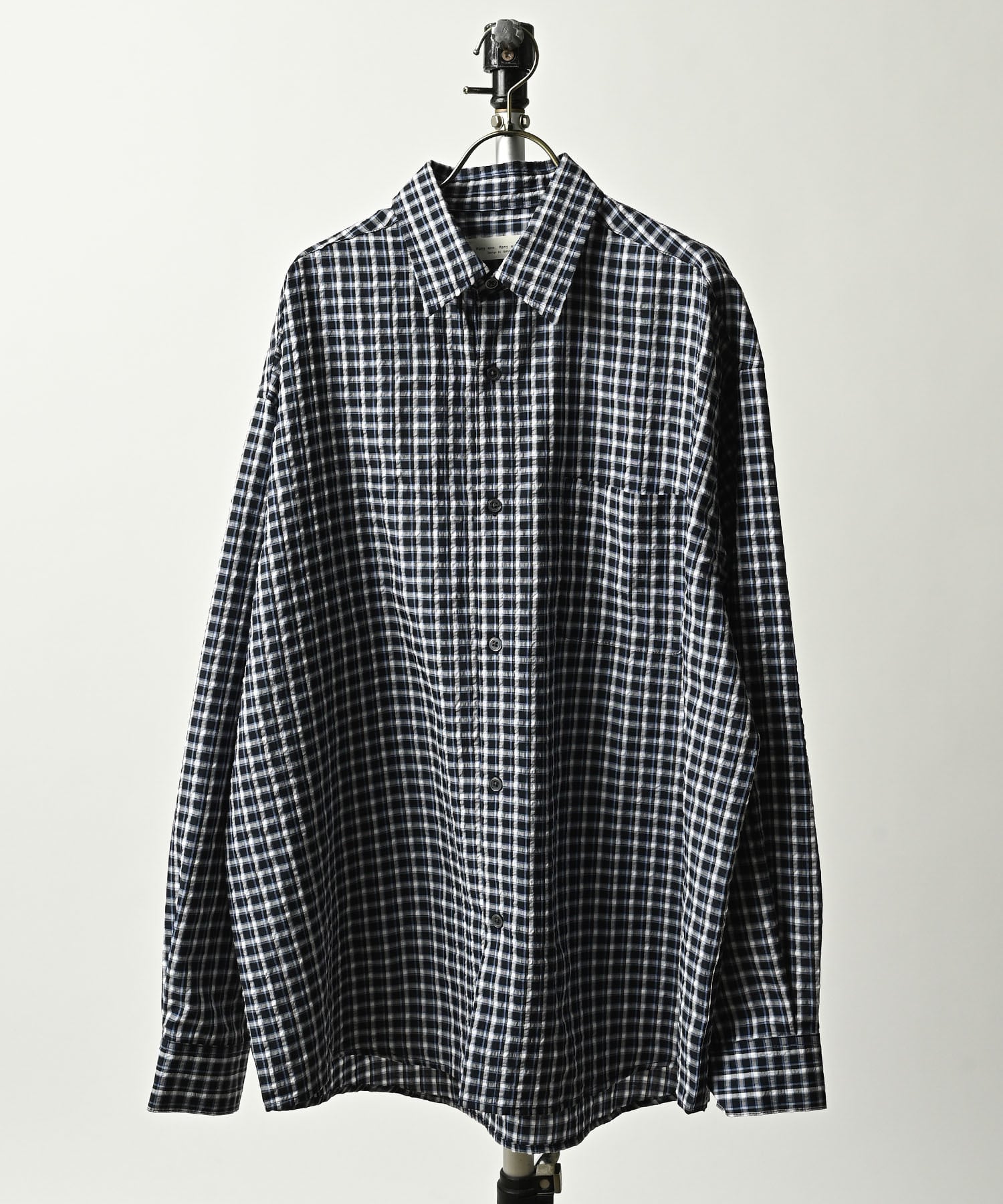 many men many mind Seersucker check shirt (BLK) M2615030