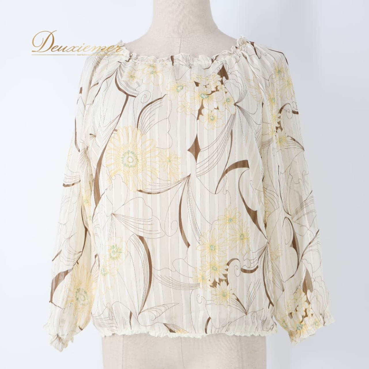 社交ダンス 衣装 Luxe2 トップス ブラウス レッスンウェア ホワイト系 アイボリー系 ベージュ系 花 花柄 白 金 茶 レース 上品 かわいい ダンス衣装 イベント ステージ 練習 レッスン レディース おしゃれ ゴールド系 ブラウン系