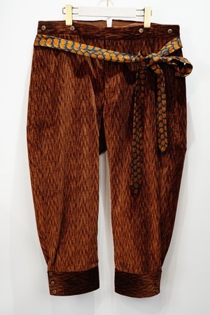 NOBNAGA Paris /  Necktie Belted Buttoned Cuff Brown Corduroy Pants