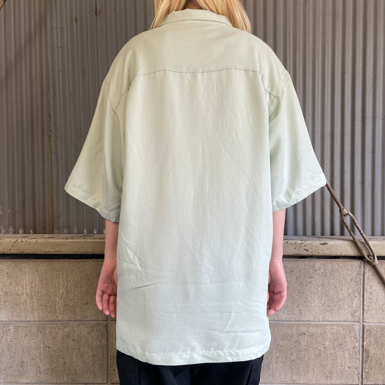 Weekender ヤシの木 刺繍 開襟 オープンカラー 半袖 レーヨンシャツ 