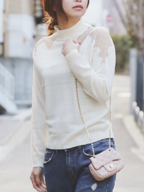 ハイネック肩レースニット レディースセレクトショップ ｊｏｙ