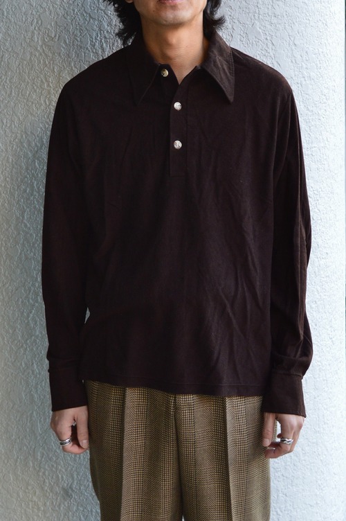 JCPenney 1970's Velveteen Long Sleeve Polo shirt JCペニー 70s 別珍 ポロシャツ シングルステッチ