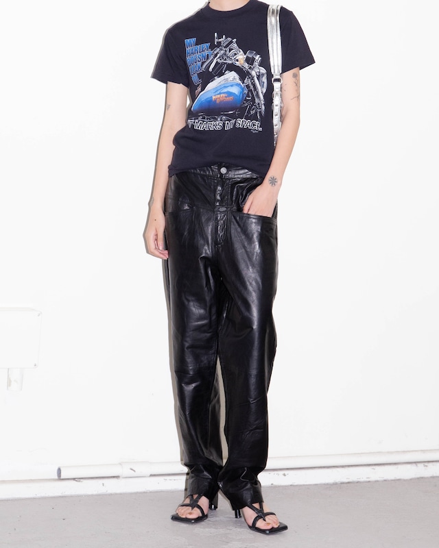 1980s CLOSED - pedal pusher / X-pocket leather trousers