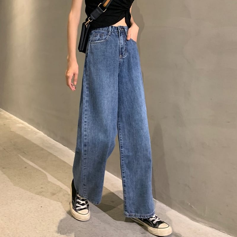 ウエストジーンズレディース2020年春秋新バージョンの薄手9点ストレートレッグパンツルーズワイルドワイドレッグパンツパンツ スーパーモール98751723978
