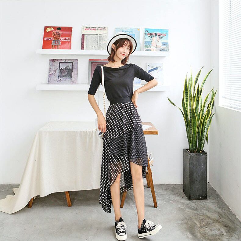☆フィッシュテール ロング スカート Aライン シフォン 柄 スカート シフォン 水玉 チュールスカート フィッシュテール