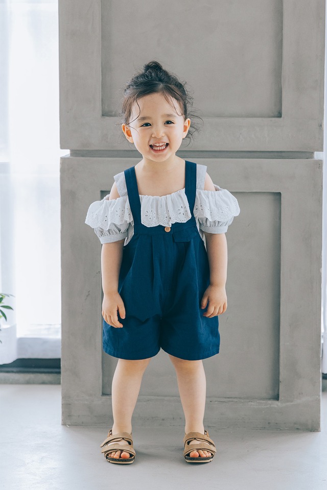 Aラインタックショートサロペット〈navy〉