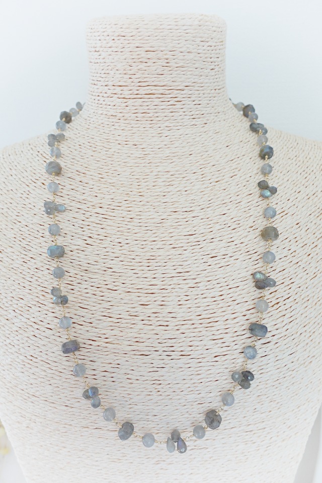 《ミステリアス・ブルーグレー》ラブラドライト ネックレス＆ピアスセット②