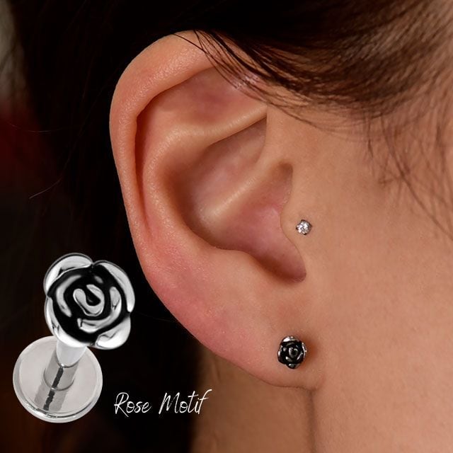 ボディピアス 16G 薔薇 ROSE 金属アレルギー対応 ステンレスピアス