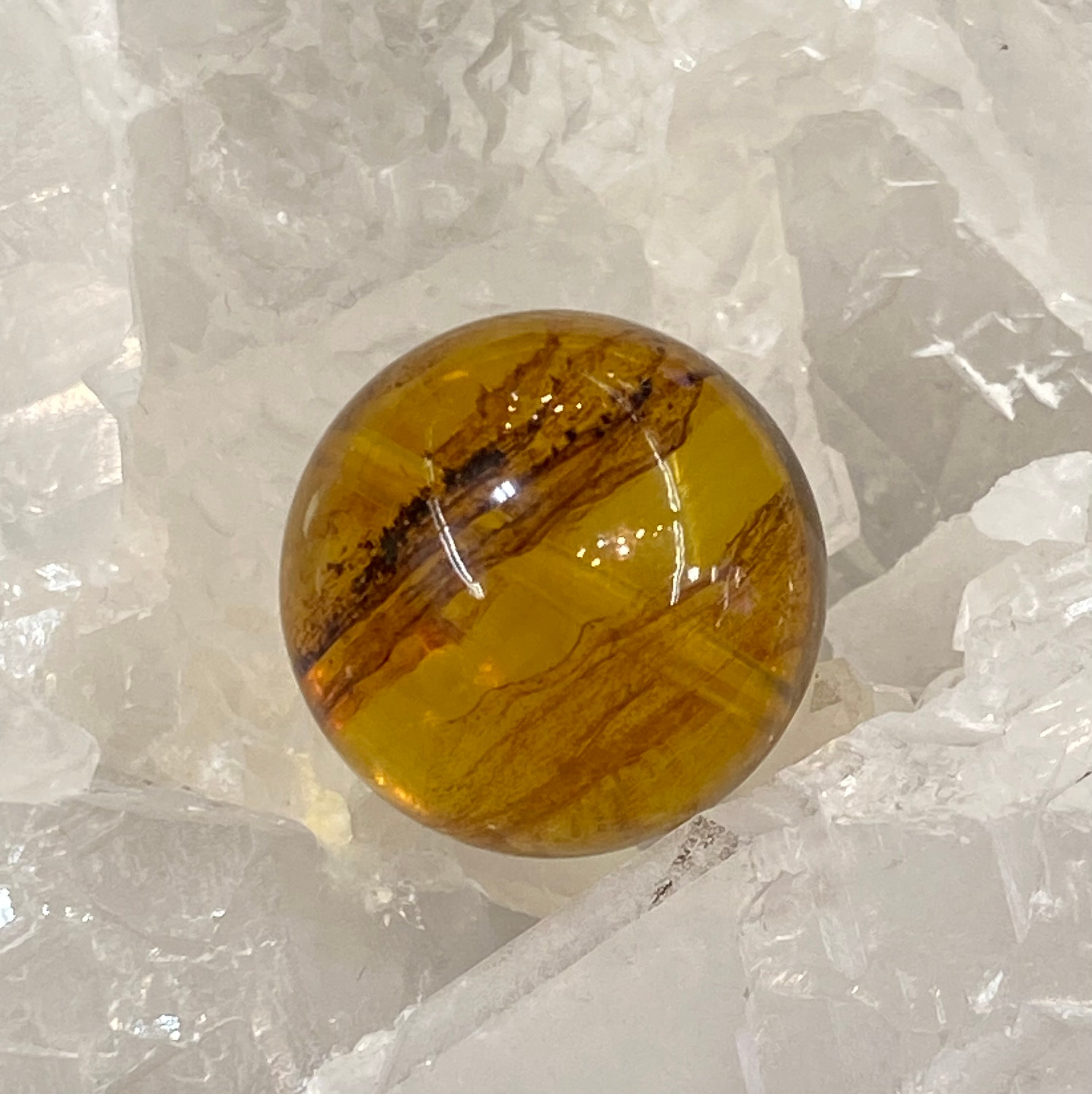 高品質 天然ブルーアンバー 無処理 ドミニカ産 粒売り 17.9mm | 水晶