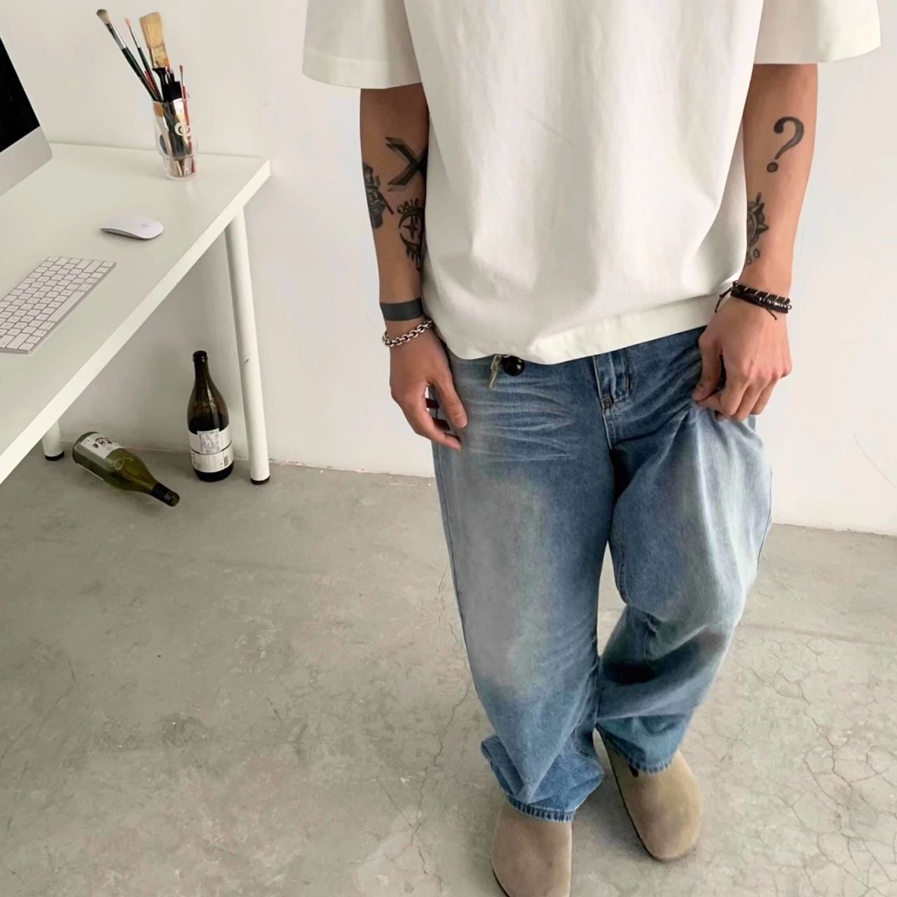 アメリカンレトロウォッシュドストレートデニム　1200