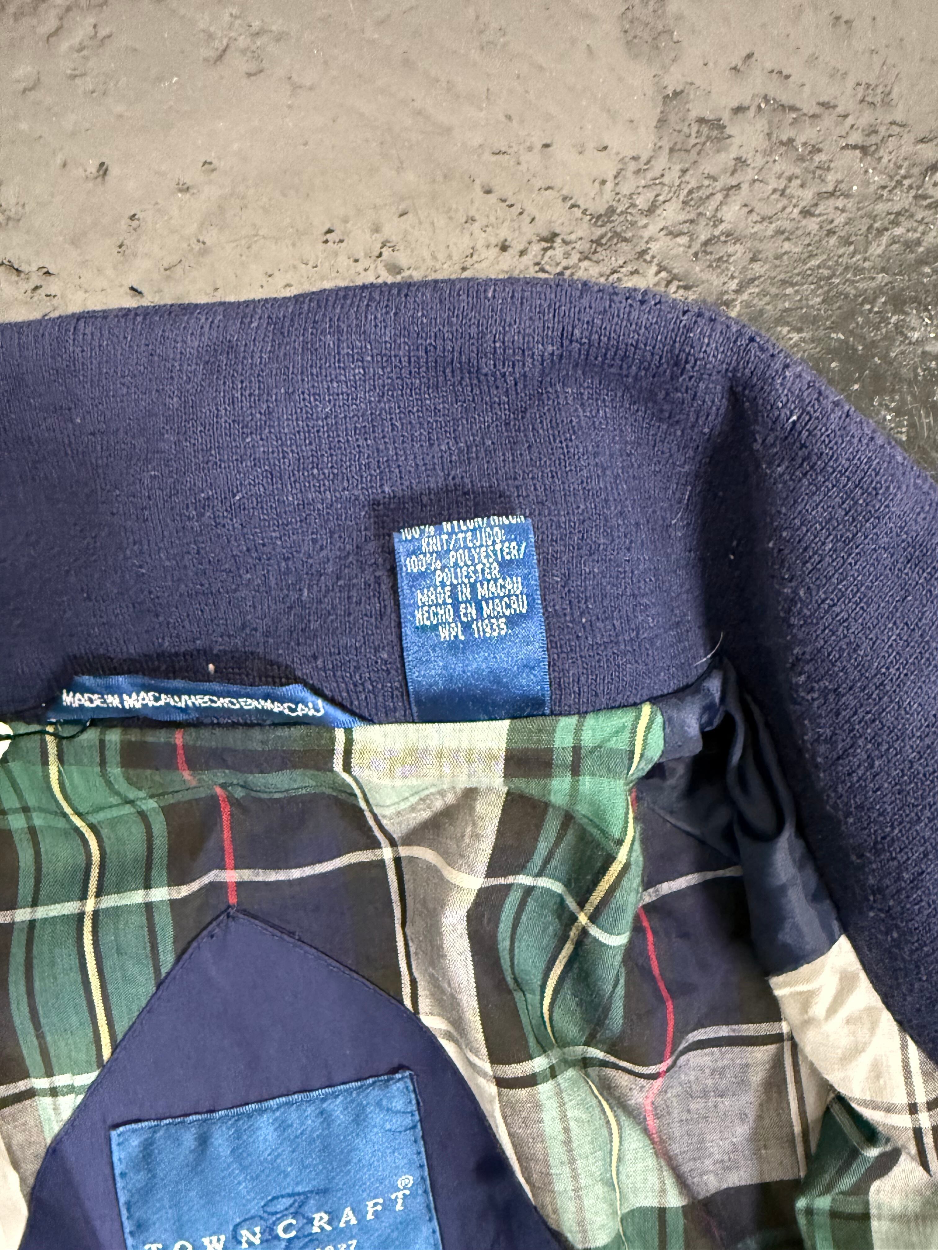 90's Towncraft Nylon Swing Top Jacket Navy Plaid Lining XL