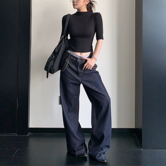 lace-up design denim　レースアップデザインデニム　J2147