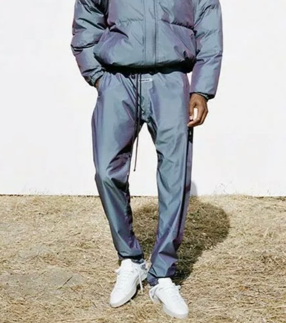 FOG fear of god ESSENTIALS Iridescent Nylon Track Pants | THE HOOK