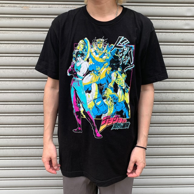 ジョジョの奇妙な冒険 アニメTシャツ L 黒 キャラクターT 漫画 海外企画