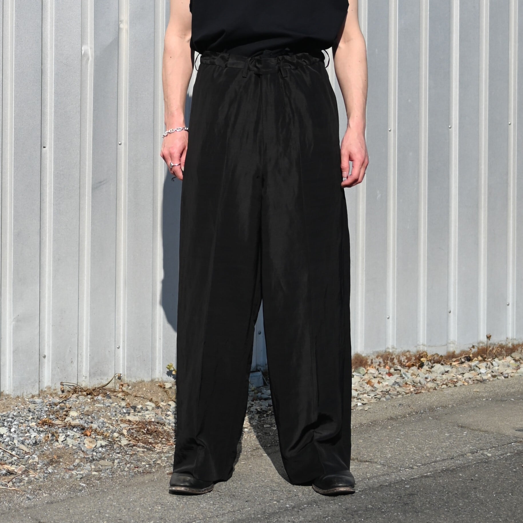 Nonnotte / Draw Cord Wide Straight Trousers | GANKO