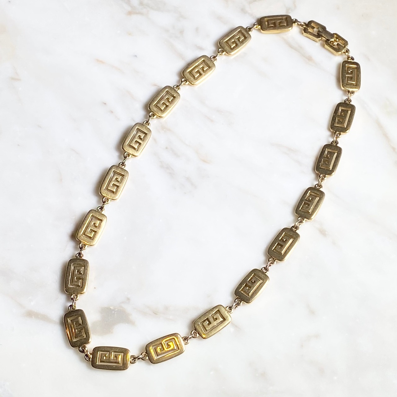 vintage GIVENCHY gold color metal “old logo” plate link chain 