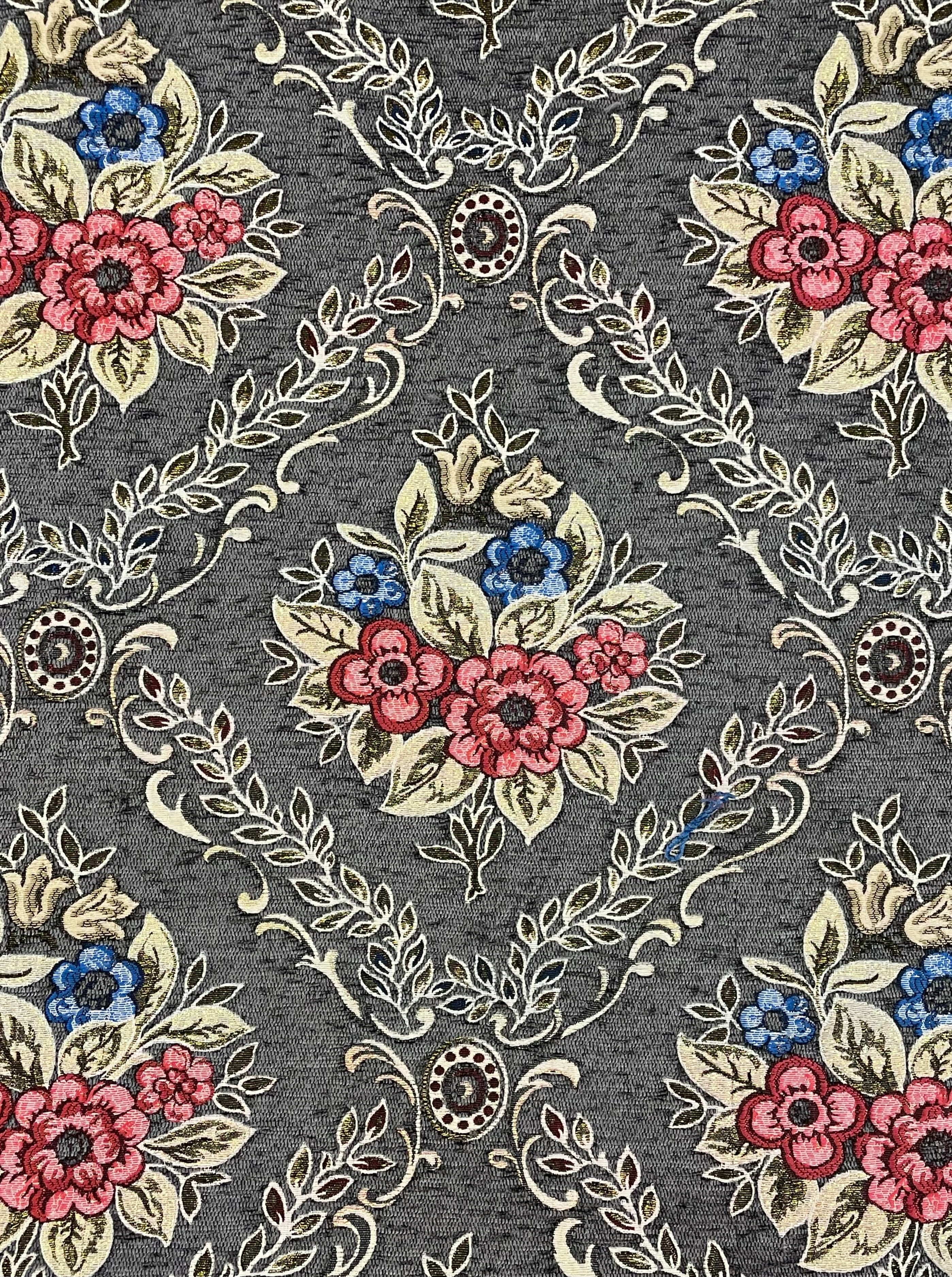 中東のシェニール生地 】アラベスク 花柄②グレー | zakurotokyo