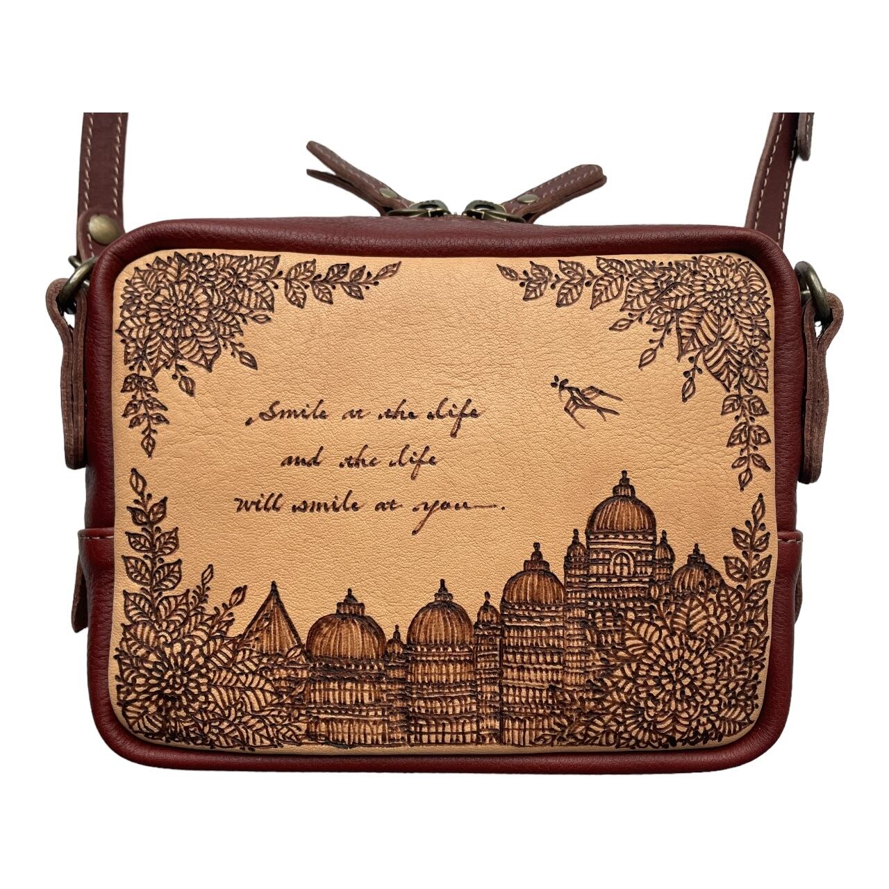 はな 手描き一点物です Qutyjoy】手描き一点もの バイカラー ポシェット ／ミニサイズ