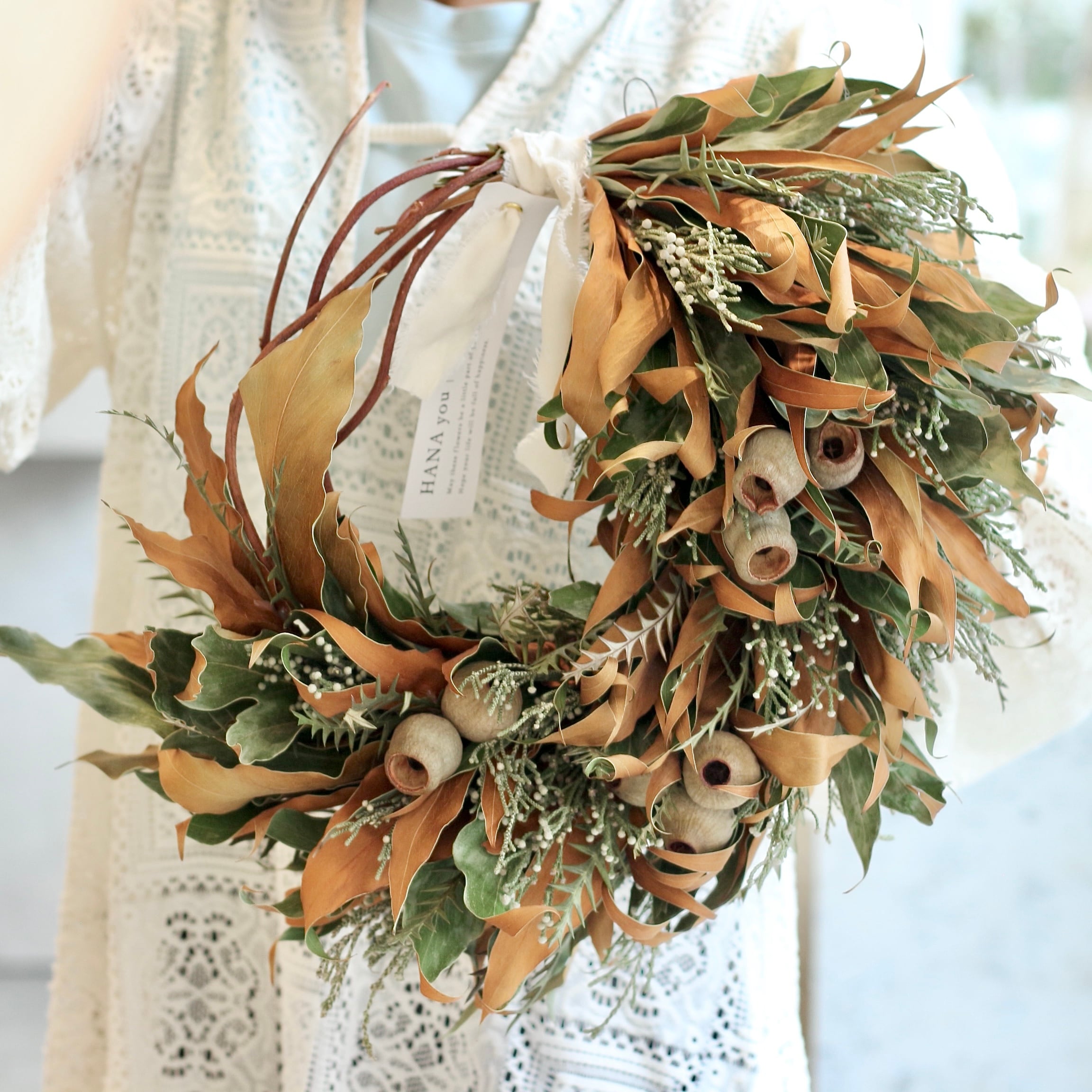 専用感謝sale＊大輪サルフレア＆グレビレア ドライフラワーリース