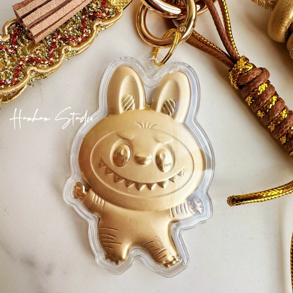 24K金製 20mg 新年限定「Labubu幸運キーホルダー」- 財運をもたらす