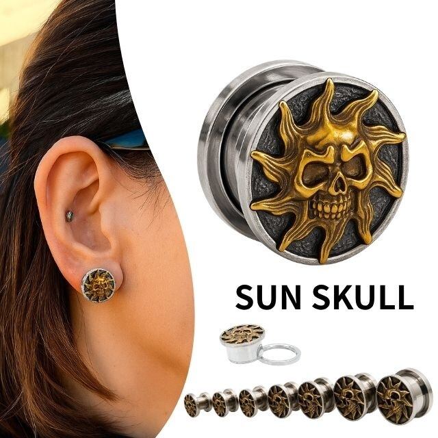RiSaO＊様　宝石質✨スコロライト　コンケーブ　ピアス　14kgf　他5点 ボディピアス 14mm 16mm SUN スカル 拡張ピアス ステンレスピアス ロブ