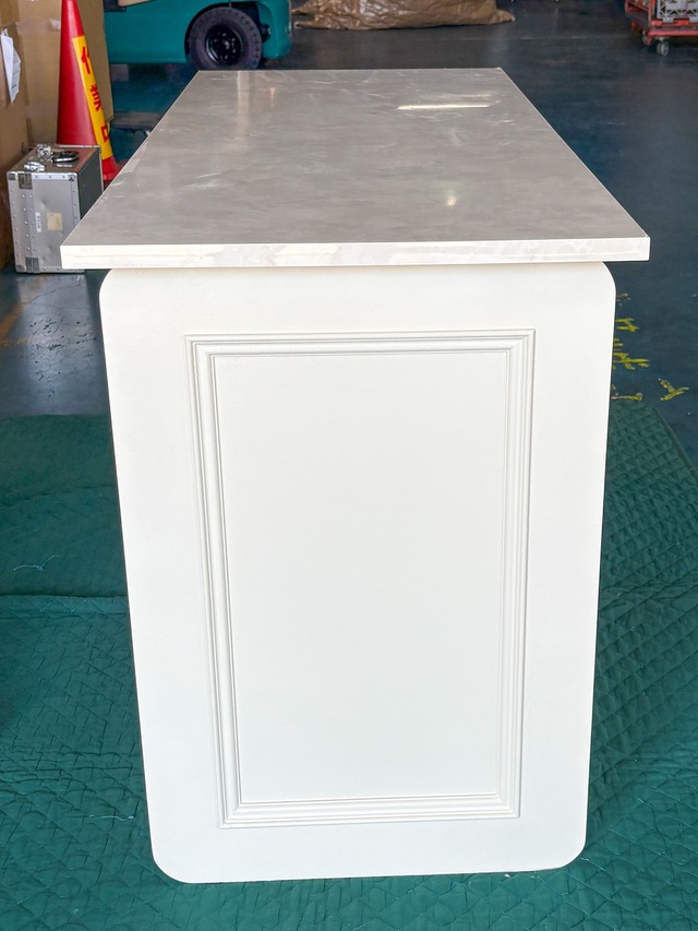 大理石天板ネイルテーブル1300　引き出し付き足丸カットver.（ネイルデスク・オーダーメイド）　W1200×D450　かわいいドレッサー