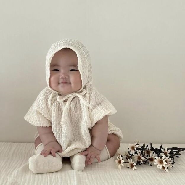 【BABY】夏新作 帽子付き半袖ロンパース