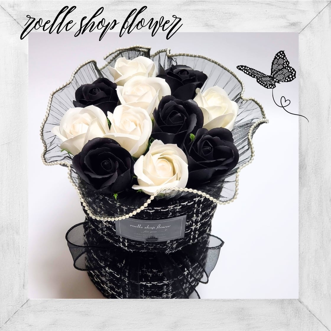 TS-6 ブラック ツイードブーケ ソープフラワー ワンホンブーケ ブーケ