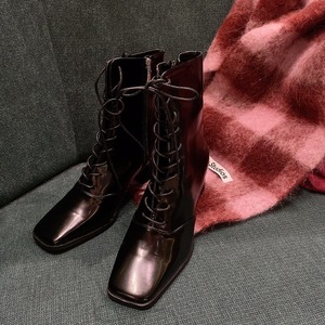 Laceup short boots / black (1月上旬〜中旬頃発送予定)