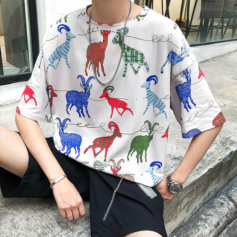 全2色 Tシャツ カットソー プリント カジュアル おしゃれ